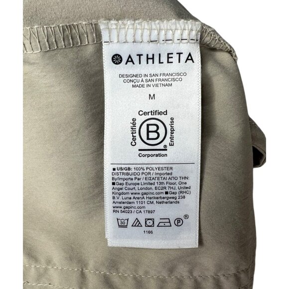 Athleta Avenue Wide-Leg Cropped Pants Beige Polyester Womens Casual Size Medium - Picture 5 of 15